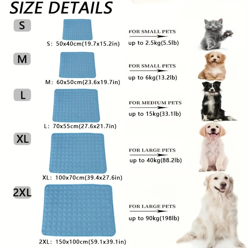 Dog Cooling Mat Large Cooling Pad Summer Pet Bed for Both Indoor and Outdoor Use, Car Seats