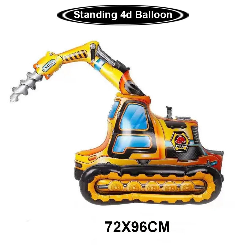 Construction Bulldozer Series Disposable Tableware set Paper Cups Plates excavator Truck Balloon Boy's Birthday Party Decoration