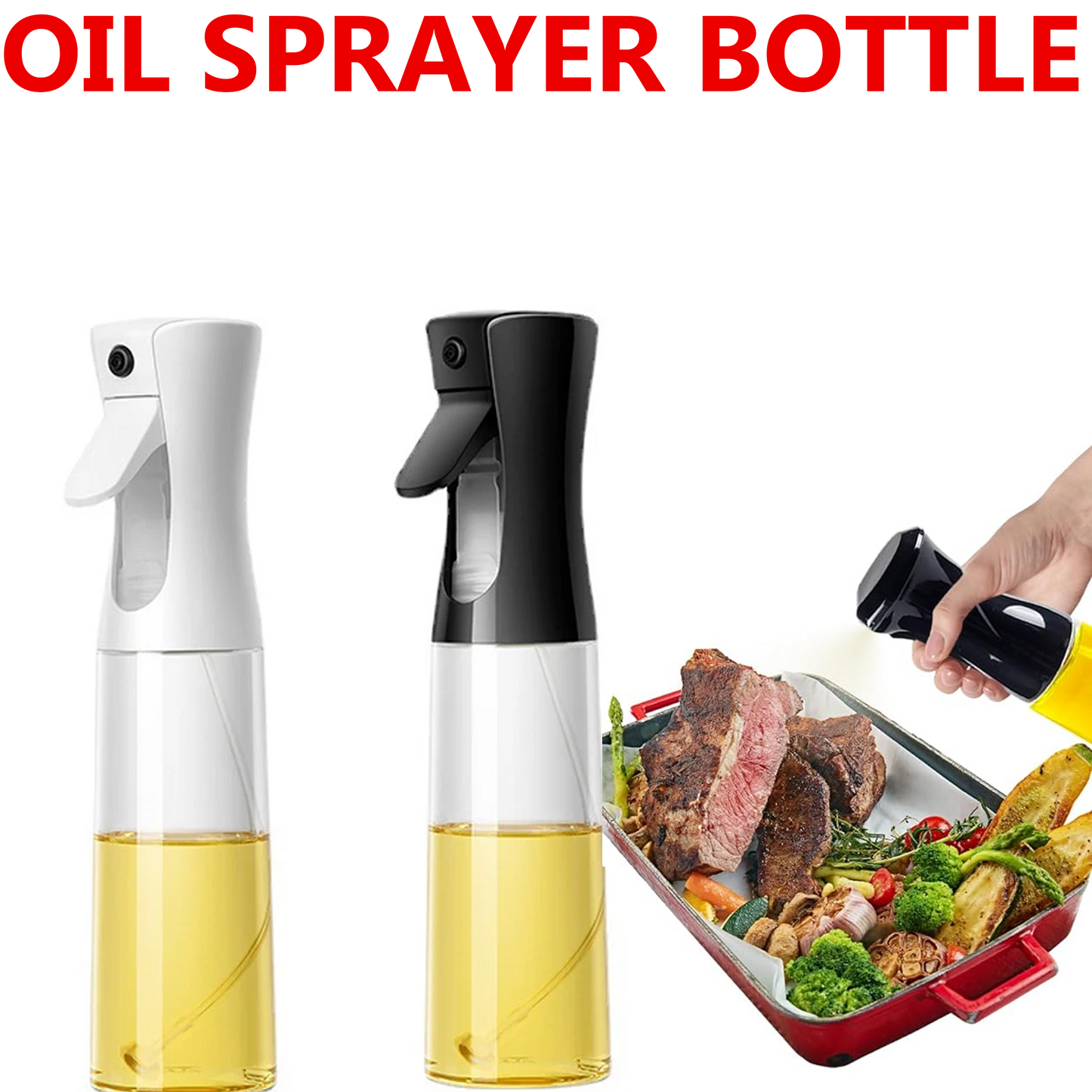 Oil Sprayer Glass Oil Dispenser Bottle Spray Refillable Food Grade Spritzer for Kitchen, Salad, Frying