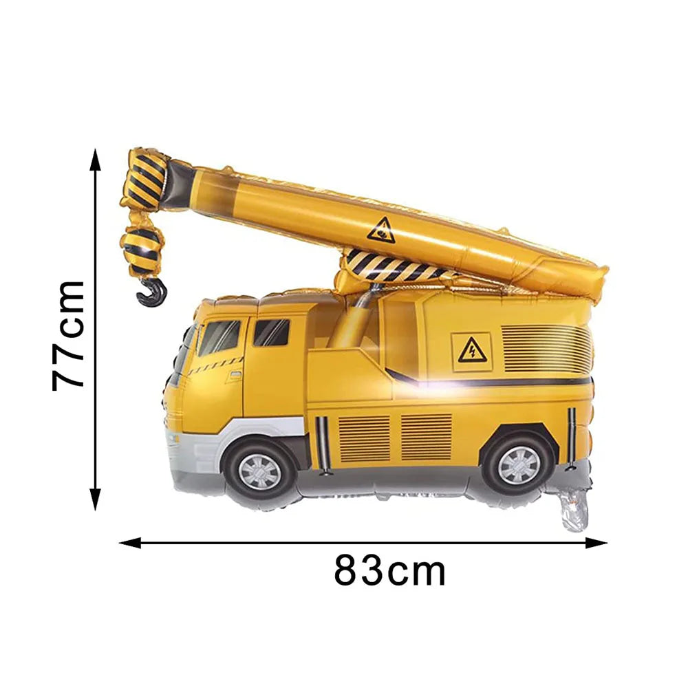 Construction Bulldozer Series Disposable Tableware set Paper Cups Plates excavator Truck Balloon Boy's Birthday Party Decoration