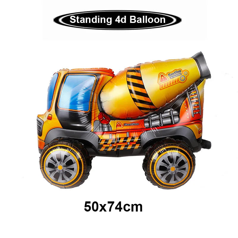 Construction Bulldozer Series Disposable Tableware set Paper Cups Plates excavator Truck Balloon Boy's Birthday Party Decoration