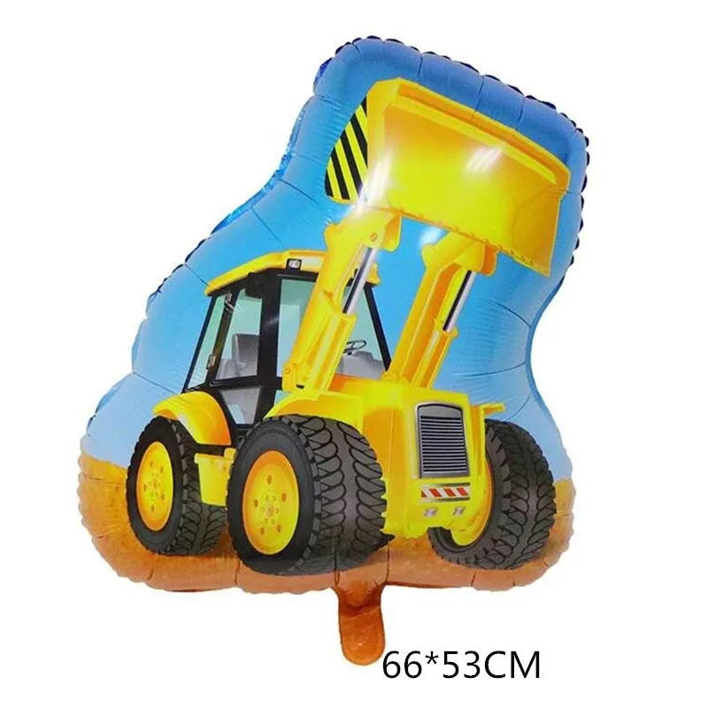 Construction Bulldozer Series Disposable Tableware set Paper Cups Plates excavator Truck Balloon Boy's Birthday Party Decoration