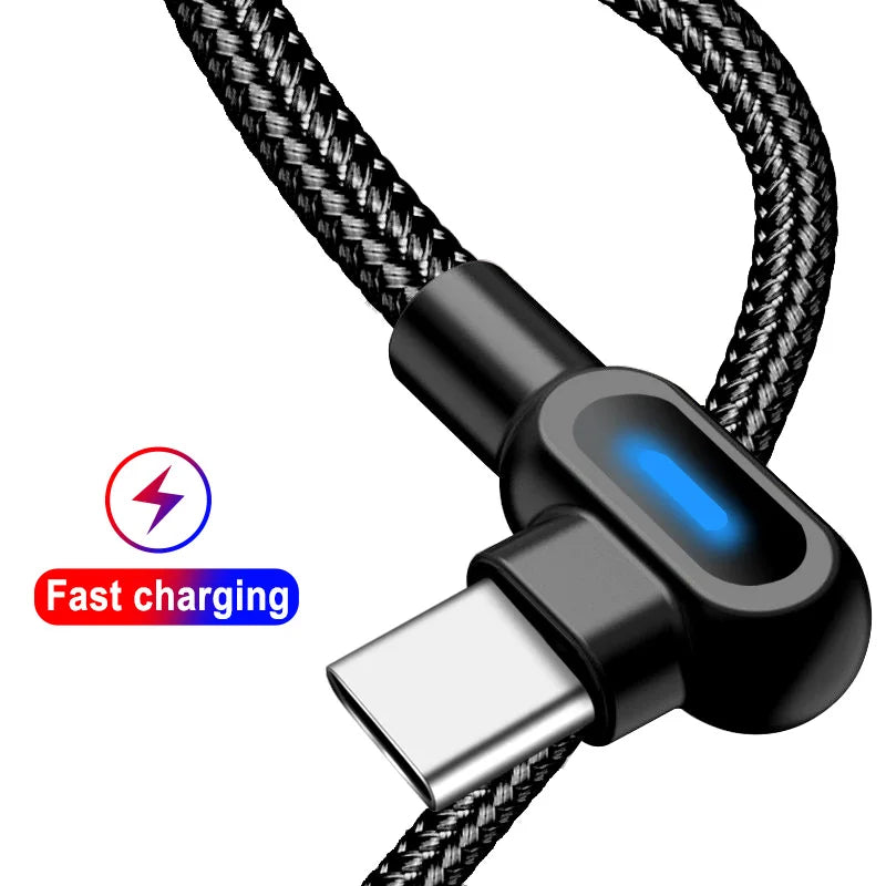 Double Elbow Type-C Micro USB Cables Fast Charge For Samsung Huawei Quick cable for allMobile Phone Fast Charger