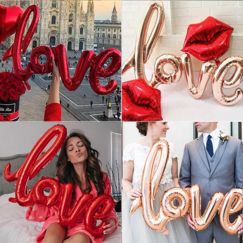 Large Foil Love Balloons Letters Reusable for Wedding Bridal Shower Anniversary Party Decorations