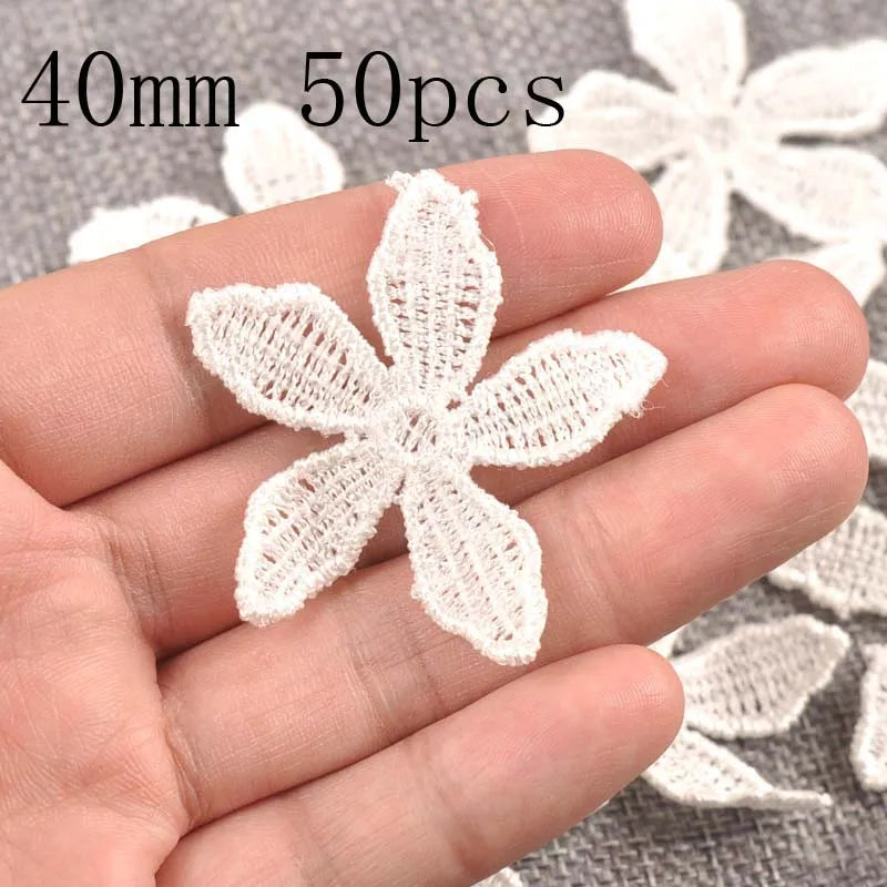 Mix Style White Flower Lace Embroidery Patches Sewing for Decorating Clothing, Bags