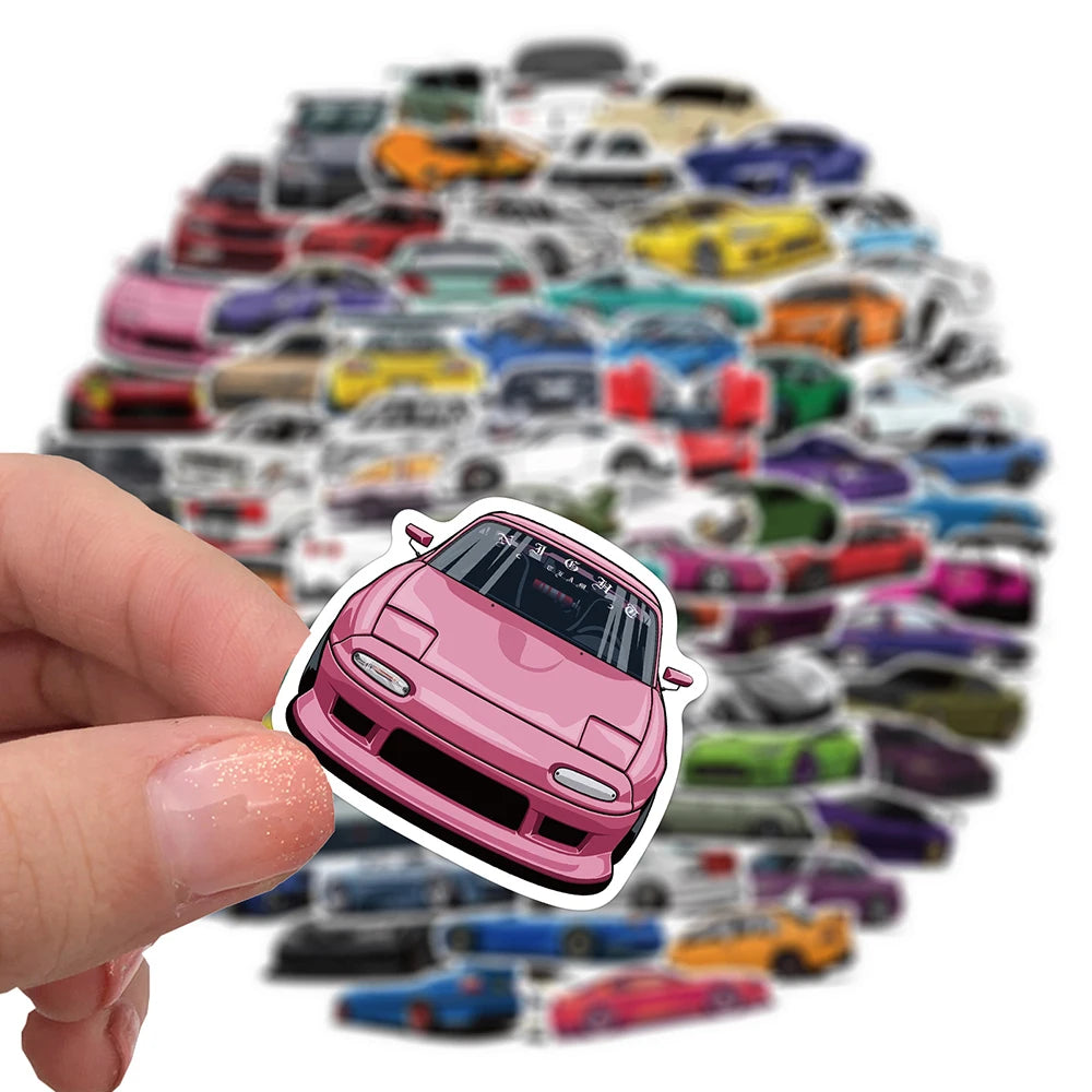 10/30/50/100PCS JDM Sport Car Racing Stickers Water Bottles Laptop Phone Motorcycle for Teens Girls Adults