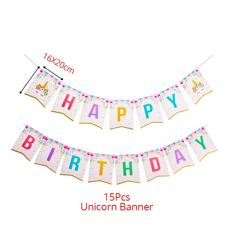 Unicorn Birthday Decorations With Napkins, Cups, Balloons, Table Cloth, Cake Topper for Birthday, Anniversary Supplies