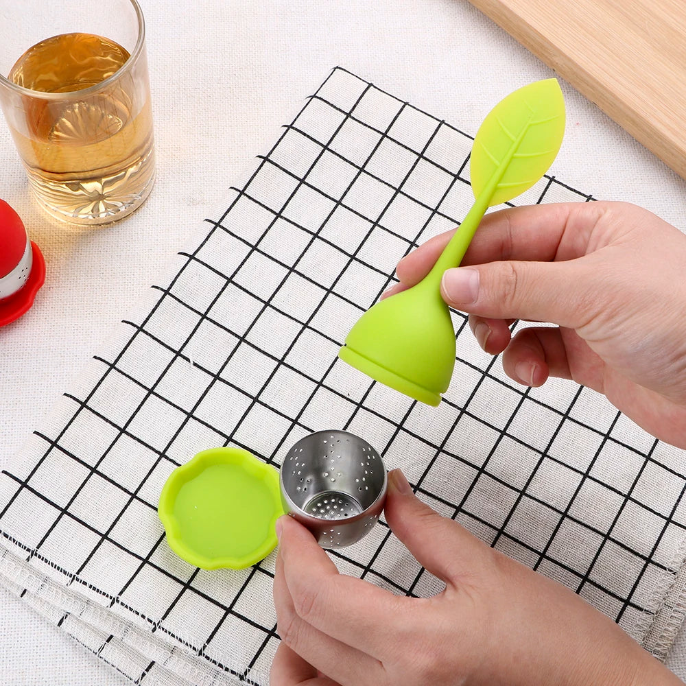 Silicone Tea Infusers Lid Tea Cup Stainless Steel Strainer for Leaf or Herbal Tea