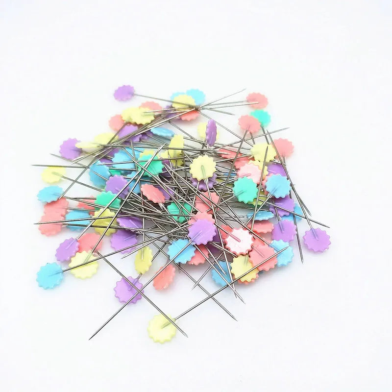 Flat Head Sewing Pins with Storage Box Assorted Colors Button Flower Shape Dressmaking Pins for Craft