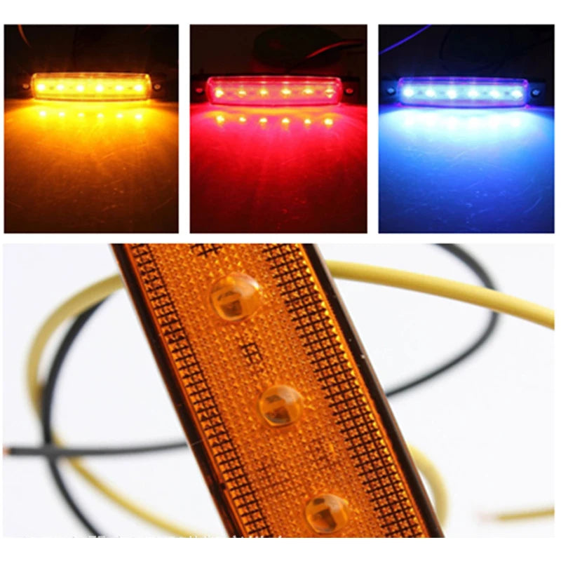 10Pcs 6LED Truck Trailer Side Marker Indicators light for RV Camper Motorcycle Waterproof