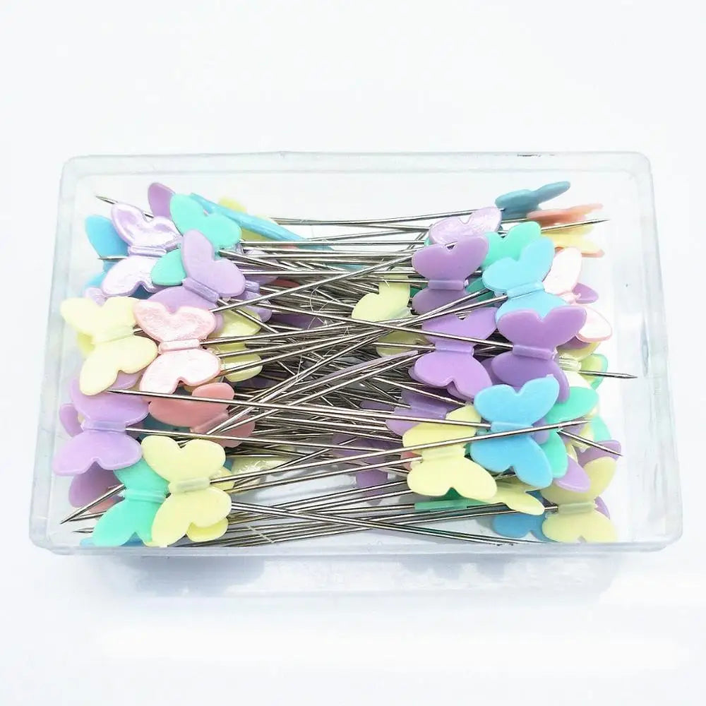 Flat Head Sewing Pins with Storage Box Assorted Colors Button Flower Shape Dressmaking Pins for Craft