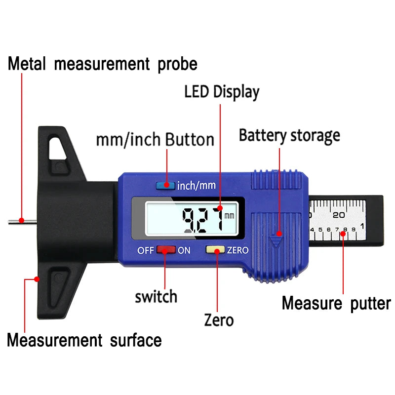 Digital Tire Tread Depth Gauge Tread Checker Tire Tester for Cars Trucks Vans SUV