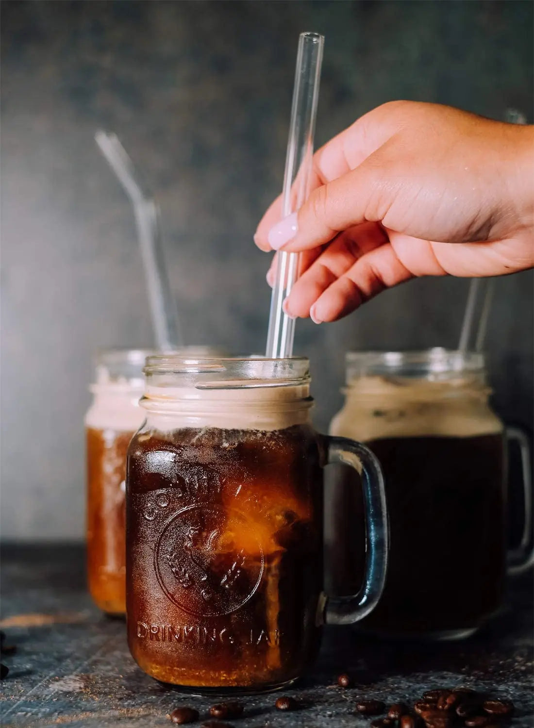 Reusable Drinking Straws Straight and Bent Glass Straw With Cleaning Brush for Coffee Tea Juice Milkshake