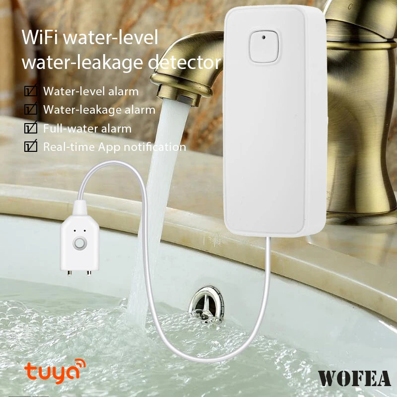 WiFi Water Sensor Adjustable Alerts & App Alerts, IP67 Waterproof, Wireless Detector for Home, Office