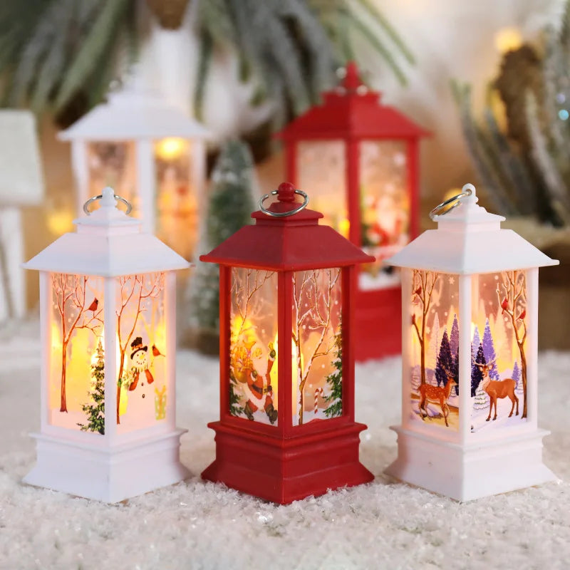 Christmas Musical Snow Globe Lantern Battery Operated Lighted Lantern for Christmas Festival Decoration Gifts