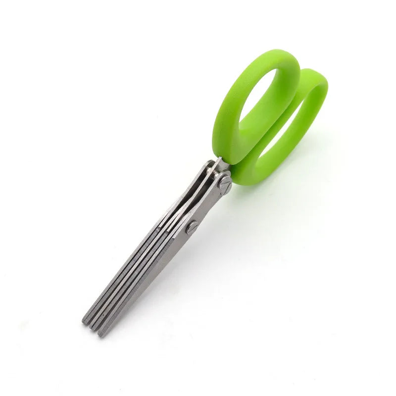 Multipurpose Herb Scissors with 5 Blades Stainless Steel Knives Scallion Cutter Herb Laver Spices Cook Tool Cut