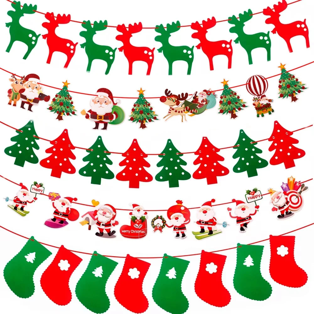 Christmas Felt Banner Party Banner Winter Hanging Banner for Home Mantel Door Wall Decor