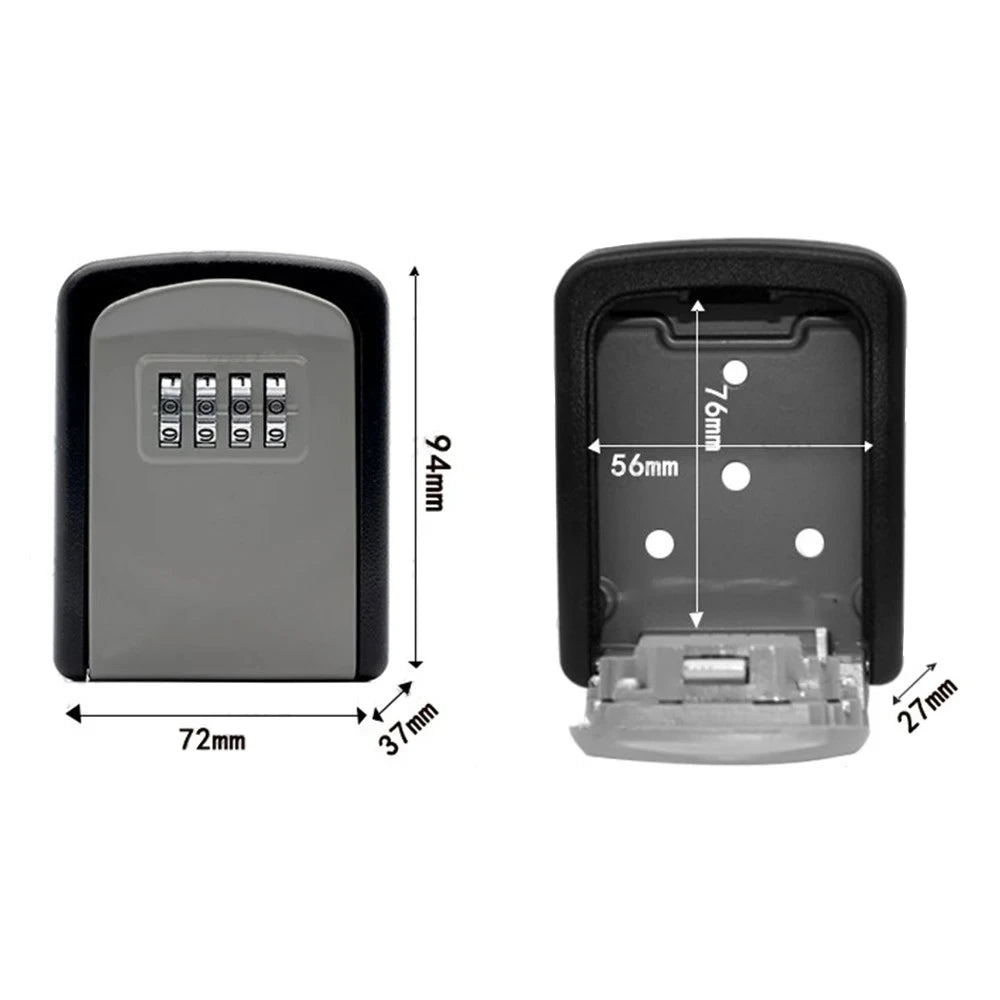 Security Key Lock Box Wall Mounted 4 Digit Combination Lockbox Key Box for House Key