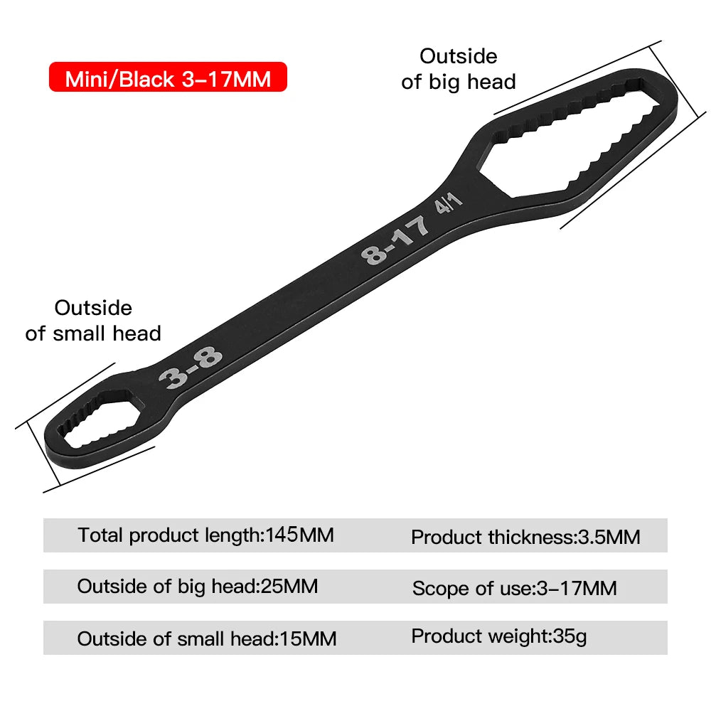 8-22mm Universal Torx Wrench Board Adjustable Double-head Torx Spanner Self-tightening Glasses Wrench Multi-purpose Hand Tool