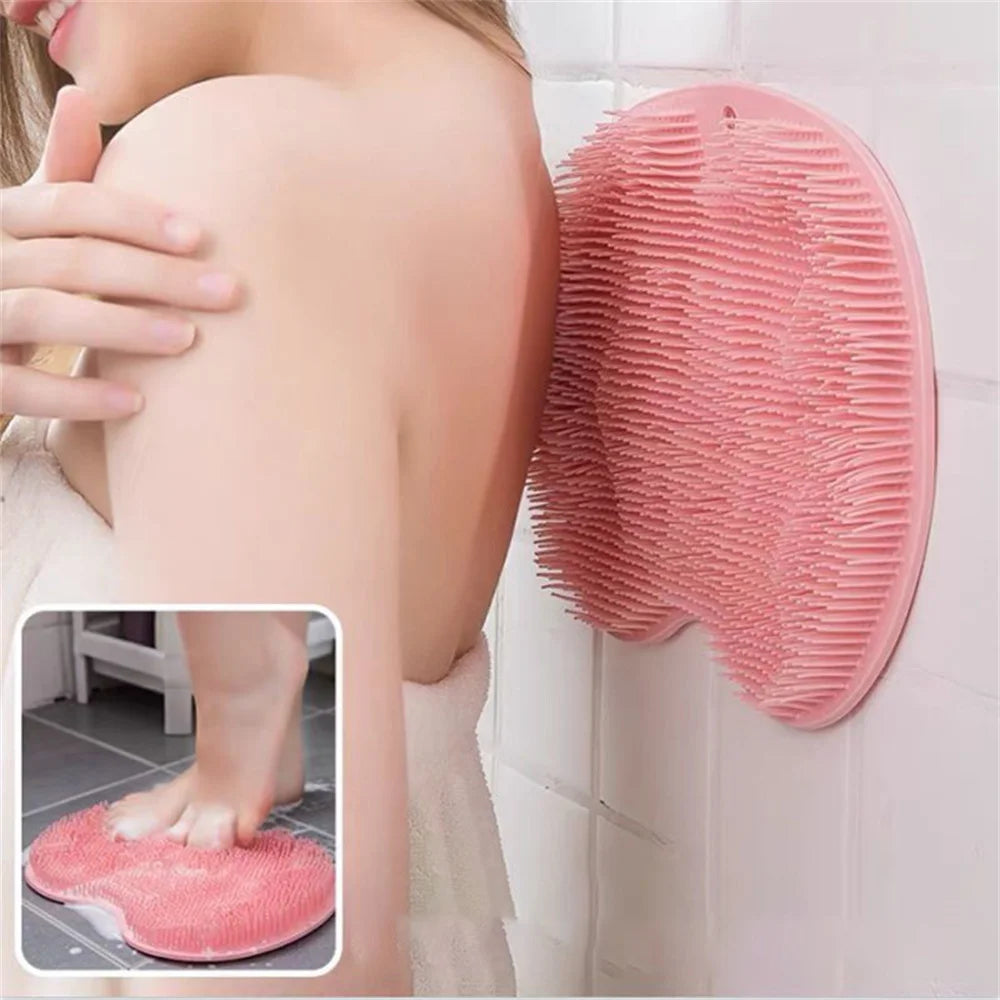 Shower Foot & Back Scrubber Mat Silicone Bath Massage Brush for Massage Cleaner Wash