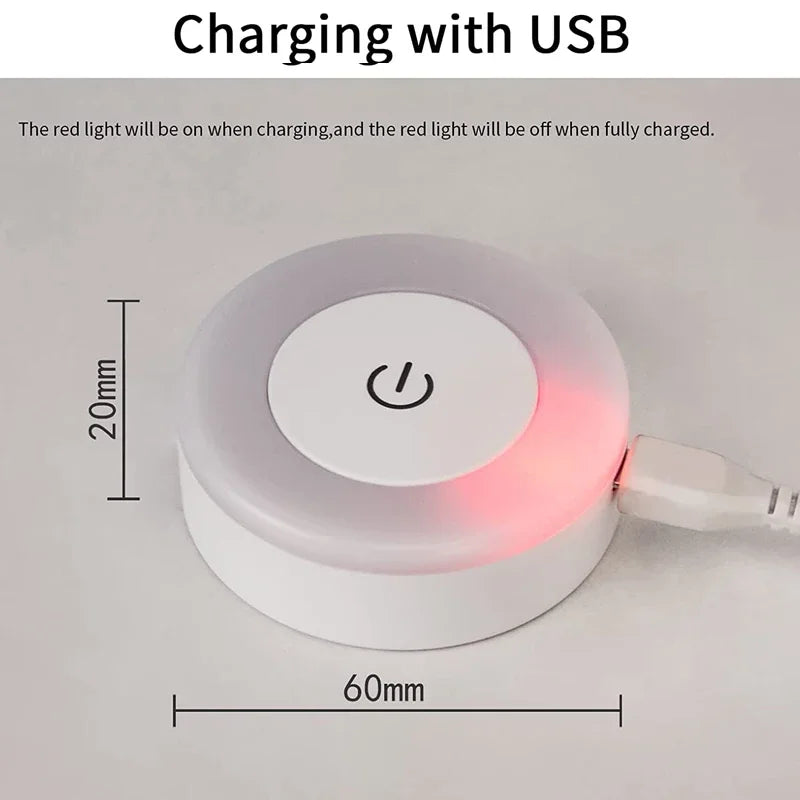 Round LED Touch Sensor Night Lights 3 Modes USB Rechargeable Wall Lights for Bedroom, Living Room