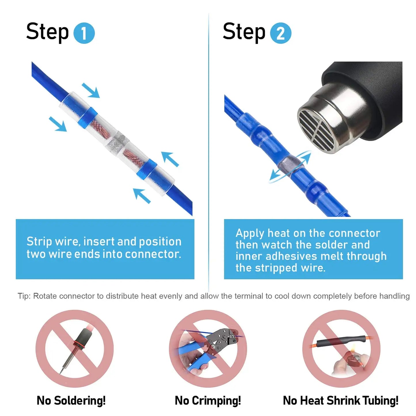 Solder Seal Wire Connectors Heat Shrink Butt Connector Solder Sleeve Waterproof for Marine Automotive Boat Truck