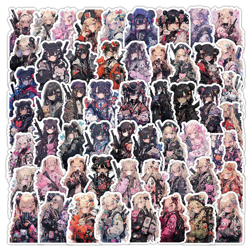 10/30/60PCS Anime Girl Stickers Waterproof Decals for Water Bottle Laptop Skateboard