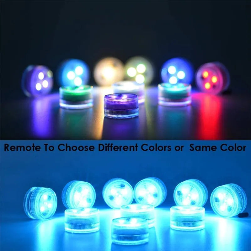 Mini Submersible LED Lights Waterproof Led Tea Lights With Remote Battery Operated for Vase Home Party