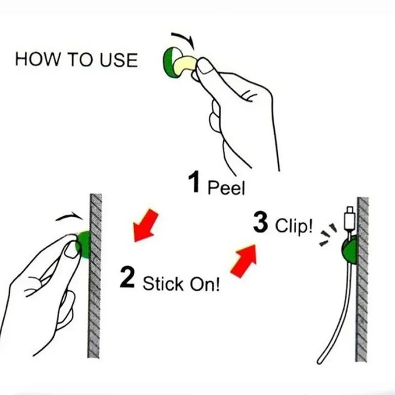 Cable Wire Cord Clips Organizer Holder Clamp Self-Adhesive Cord Management System for Charging USB Network