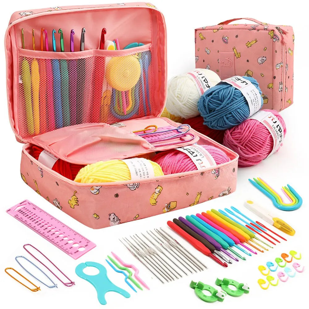 53pcs Crochet Kit for Beginners, Crochet Kits Include Yarn  for Beginners Kids,Ergonomic Crochet Hooks