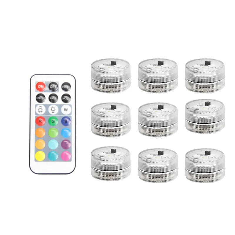 Mini Submersible LED Lights Waterproof Led Tea Lights With Remote Battery Operated for Vase Home Party