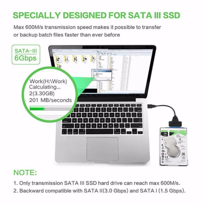 USB 3.0 to 2.5" SATA III SSD HDD Hard Drive Adapter SATA to USB 3.0 Converter Hard Drive 22 Pin Sata III Cable