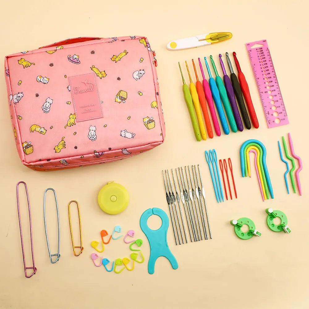 53pcs Crochet Kit for Beginners, Crochet Kits Include Yarn  for Beginners Kids,Ergonomic Crochet Hooks