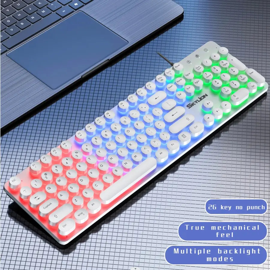 Wired 104 Keys Gaming Keyboard Colorful Lighting Wrist Rest for Laptop Windows PC Mac