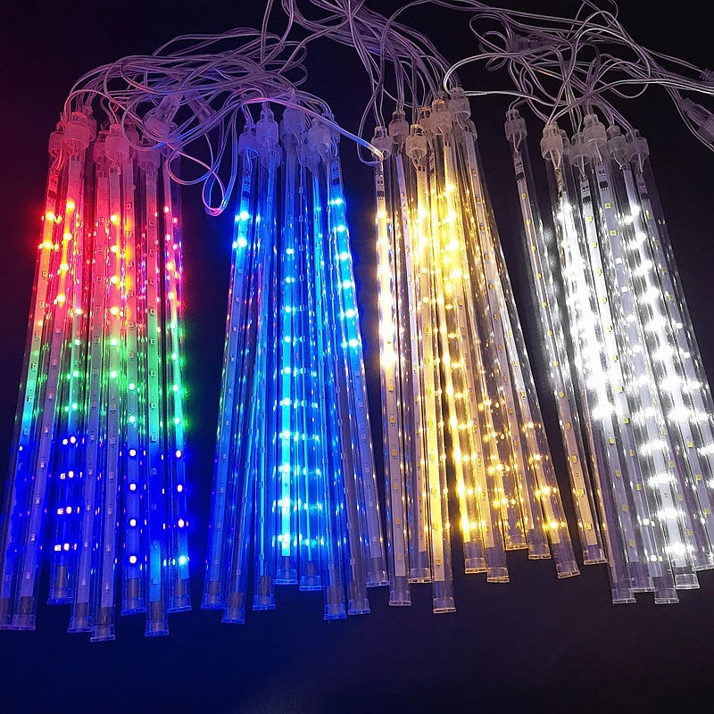 Shower Lights Outdoor Waterproof Rain Drop Lights, Snow Cascading String Lights for Xmas Tree Party Garden Decor