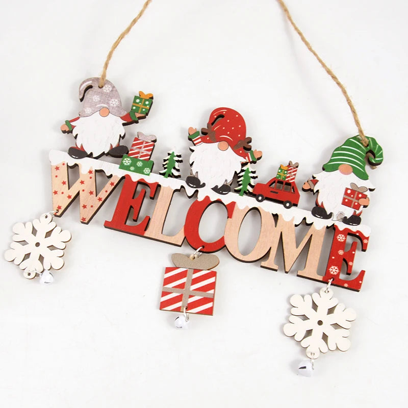 Merry Christmas Hanging Wooden Ornaments Fall Door Gnome Sign Winter Home Front Door Decor for Christmas Outdoor