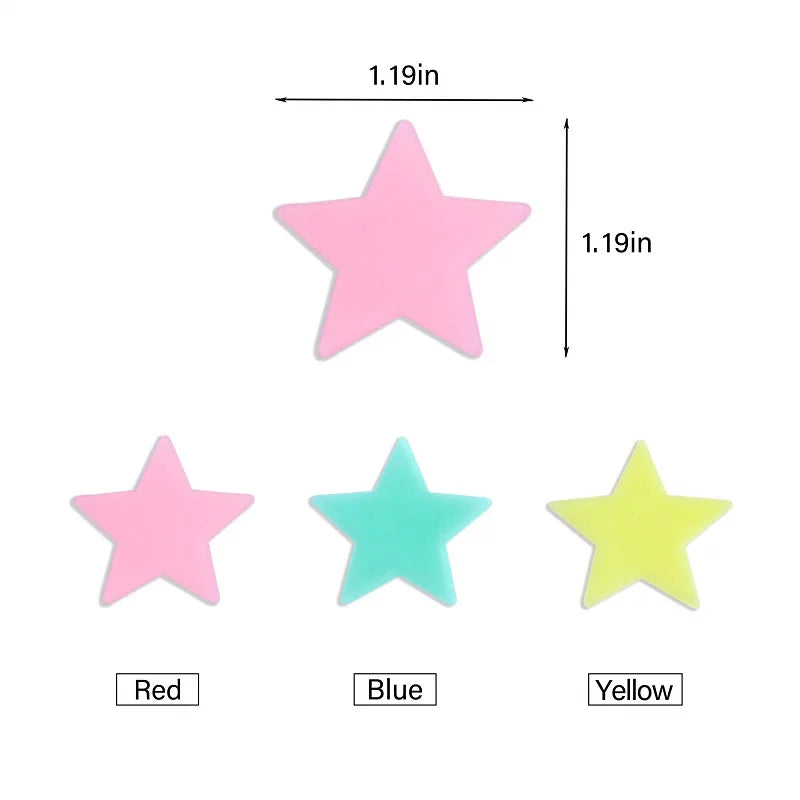 3D Luminous Glow in The Dark Stars Fluorescent Stickers for Kids Bedroom, Room Decor