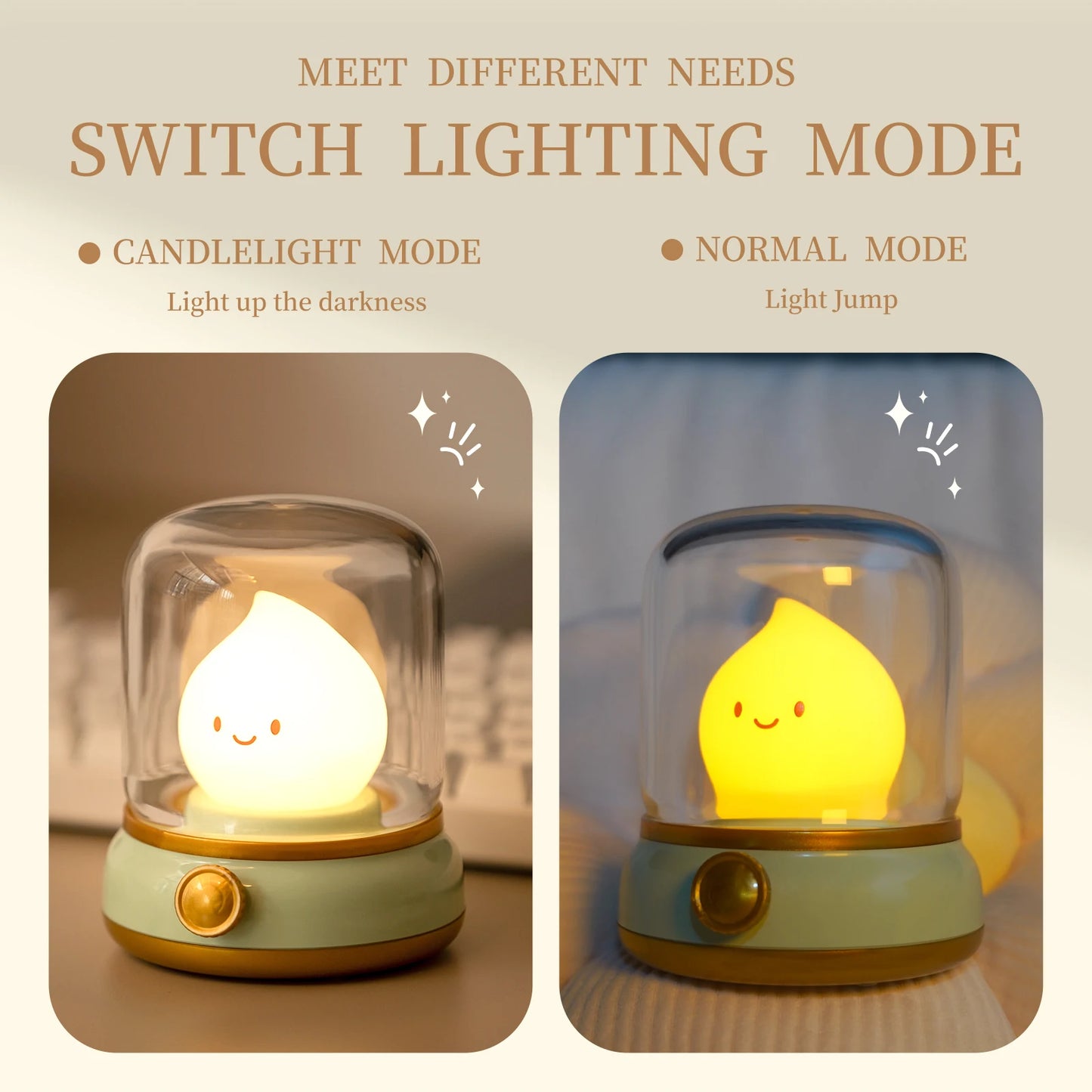 Cute Flameless Candle Light Retro Kerosene Lamp LED Rechargeable Night Light with Timer