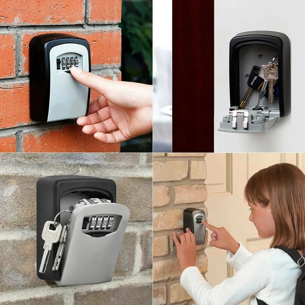 Security Key Lock Box Wall Mounted 4 Digit Combination Lockbox Key Box for House Key