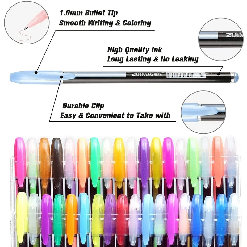 12/24 Pcs Gel Pen Set Glitter Gel Pens for School Office Adult Coloring Book Journals Drawing