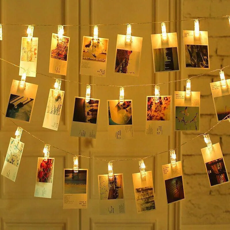 Photo Clip String Lights LED Battery Operated Fairy Copper String Lights with Clips  for Pictures Bedroom