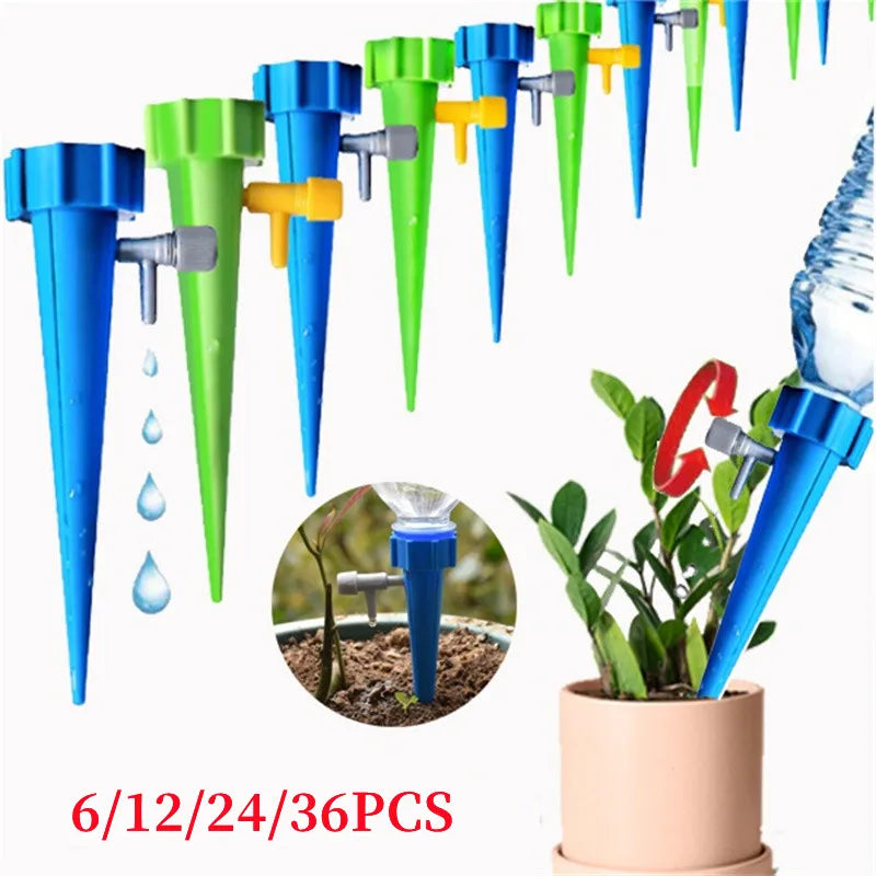 Self Plant Watering Spikes Auto Drippers Irrigation Devices Vacation for Houseplant, Gardenplant, Officeplant