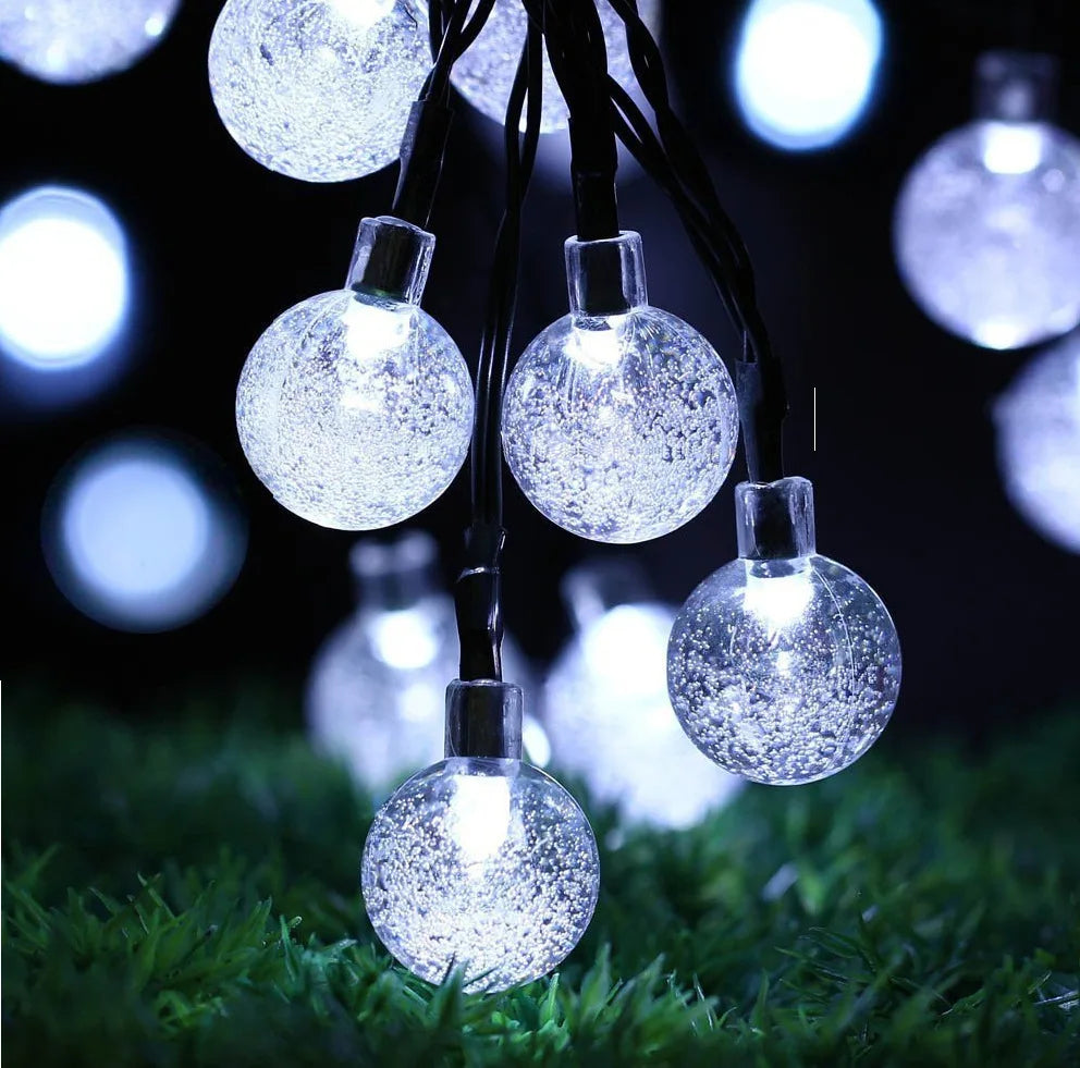 Solar Bubble Balls Lamp String Lights Outdoor Water Drops Outdoor Waterproof Orb Christmas Lights Patio Holiday Party