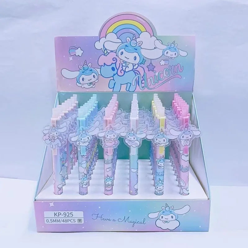 48pcs Cute Cartoon Cinnamoroll Pochacco Gel Pen Set Kitty Cinnamoroll Acrylic Patch Melody Cartoon Cute Supplies Stationery