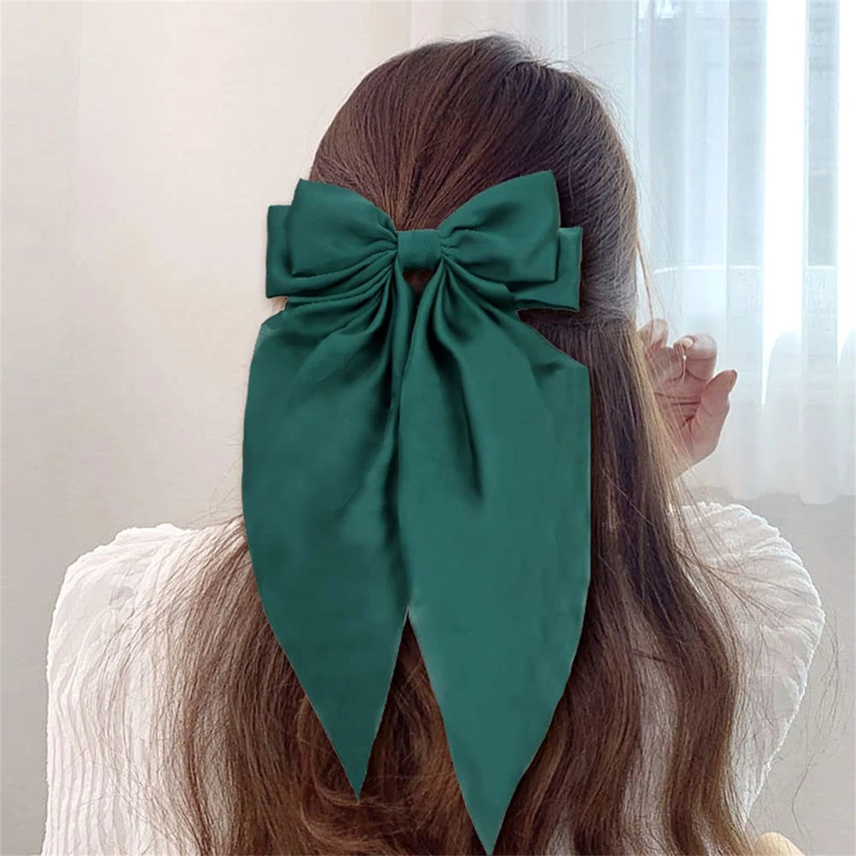 8pcs Satin Layered Hair Bow Clip for Barrette Hair Clip Long French Hair Style Accessories