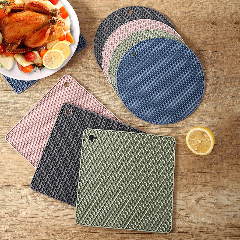 Silicone Trivets Reusable Hot Pads Heat Resistant Non Slip Mats Pot for Kitchen Counter