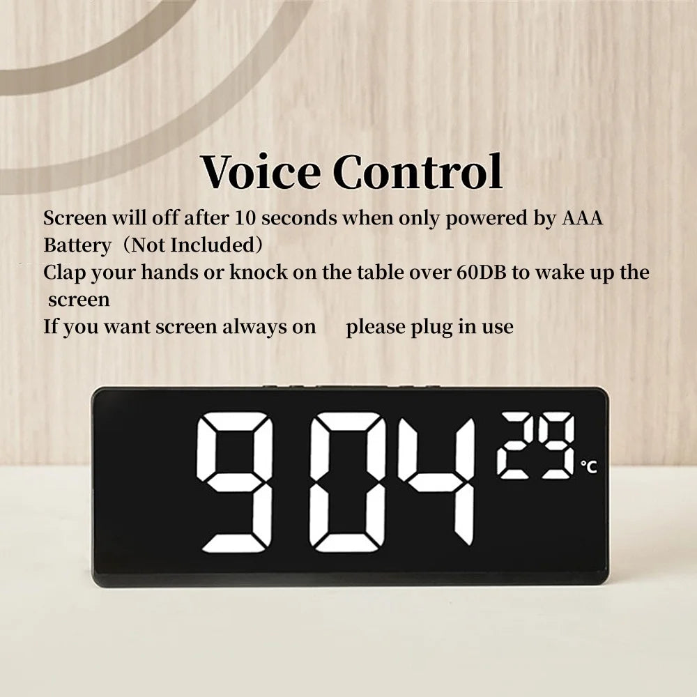 Digital LED Alarm Clock Desktop Clock With Temperature Display Adjustable Brightness Clock for Home, Office