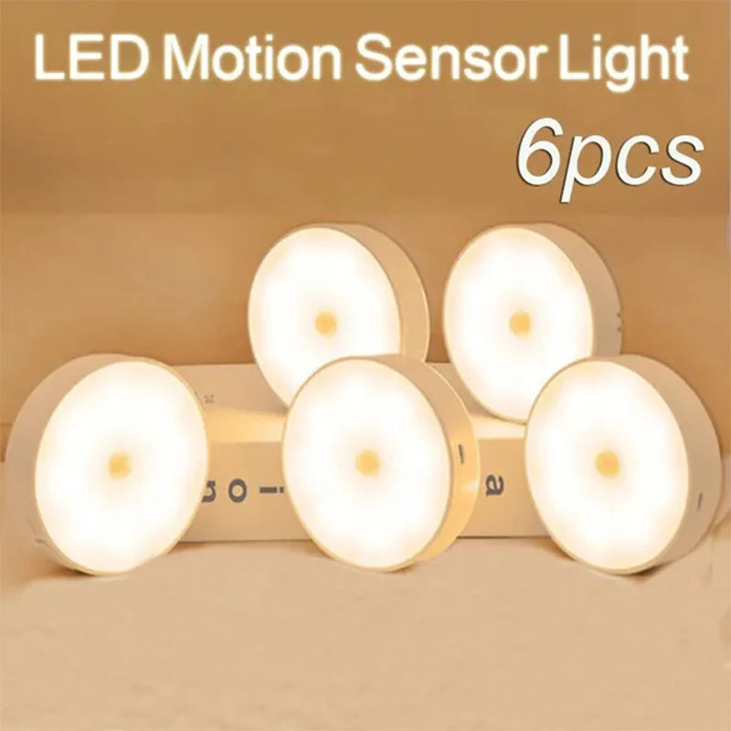 PIR Motion Sensor LED Light USB Rechargeable Night Lamp For Kitchen Cabinet Wardrobe Lamp Staircase Wireless Closet Light