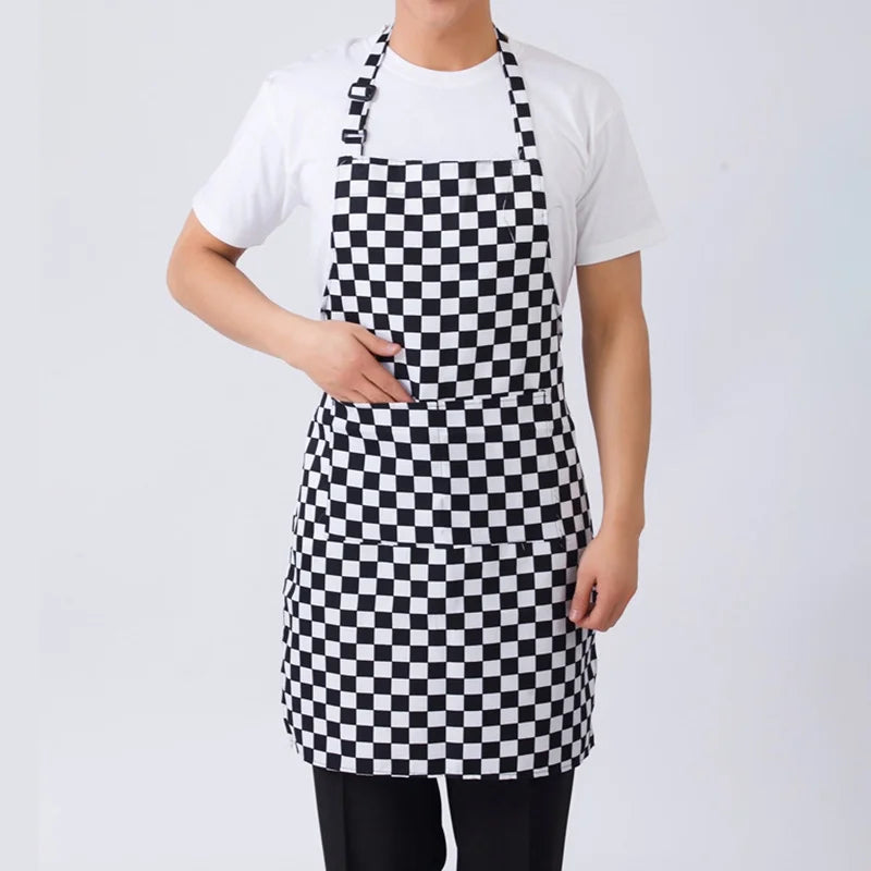 Adjustable Half-length Kitchen Apron Adult Striped Restaurant Hotel Chef Waiter Apron Picnic Cook Apron With 2 Pockets