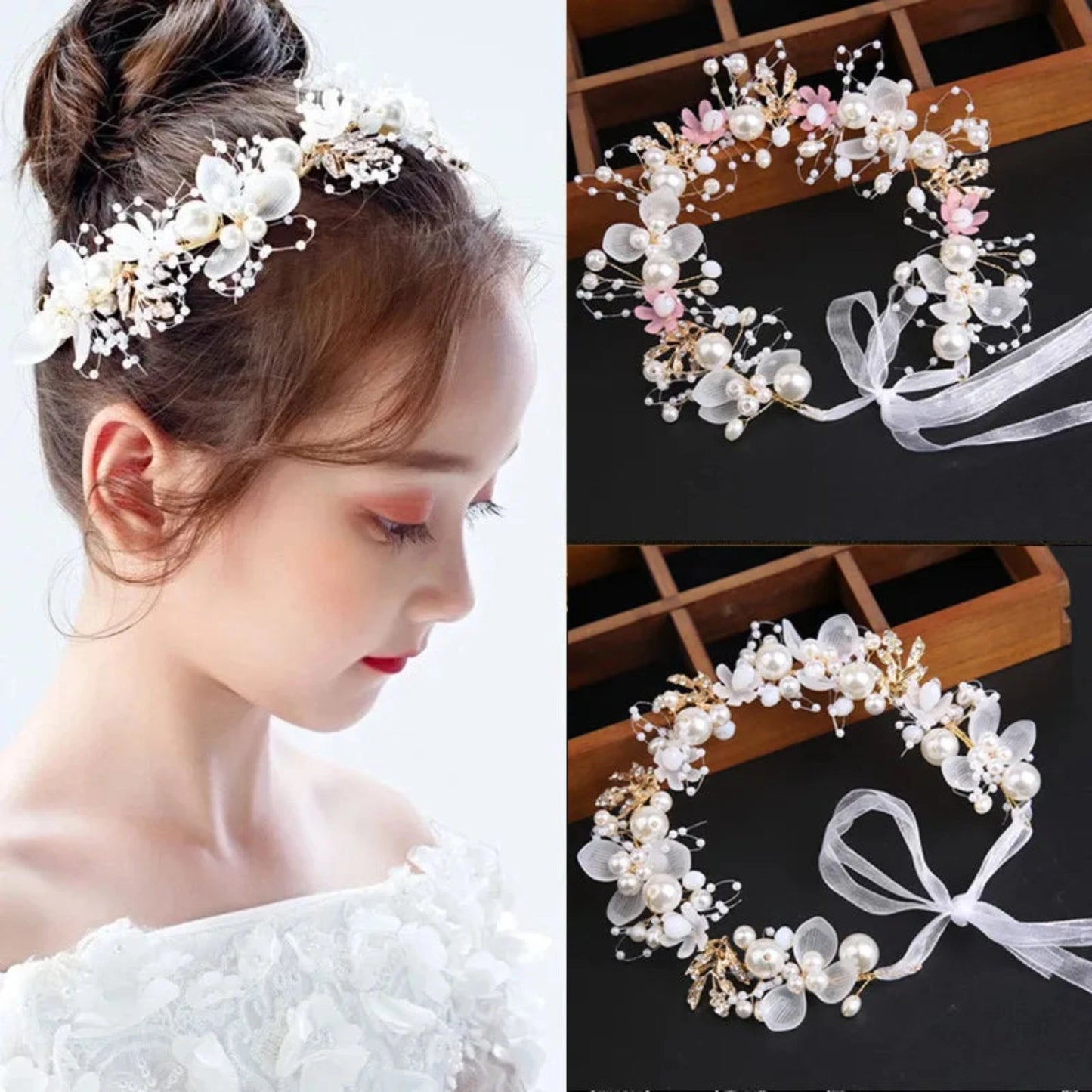 Flower Headbands Rhinestone Leaf Floral Flower Bridal Hair Accessories for Girls and Women